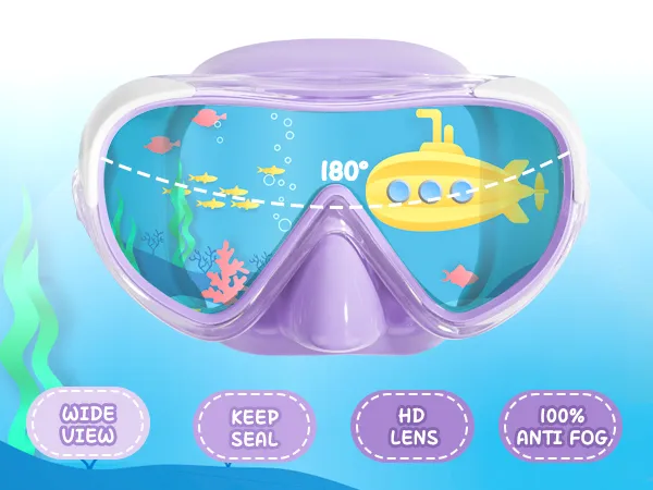 Kids Diving Mask – Anti-Fog Swim Mask with Nose Cover for Safe Learning- EX-1700-PC